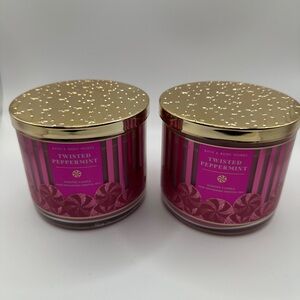 Bath & Body Works Twisted Peppermint Candle Duo - Hot Pink & Gold
